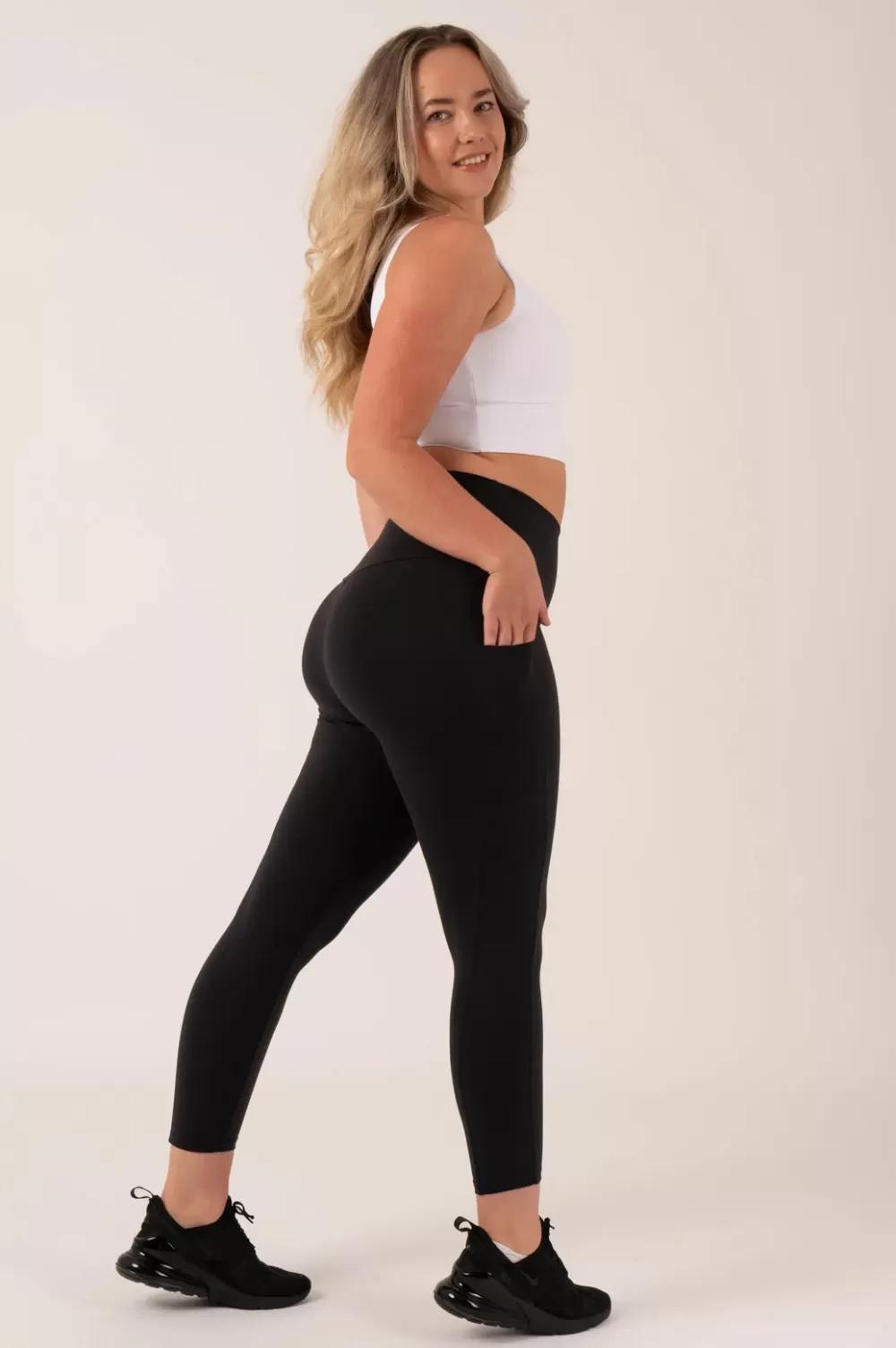 Black Body Contouring - Panel Pocket High Waisted 7/8 Leggings*Exoticathletica Discount