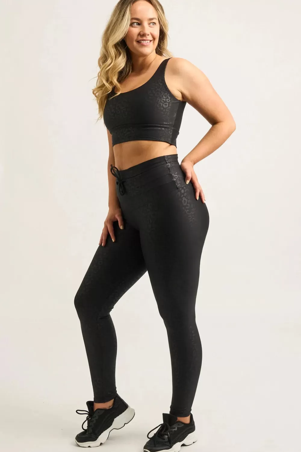 Black Exotic Touch Jag - Drawstring High Waisted Leggings*Exoticathletica Outlet