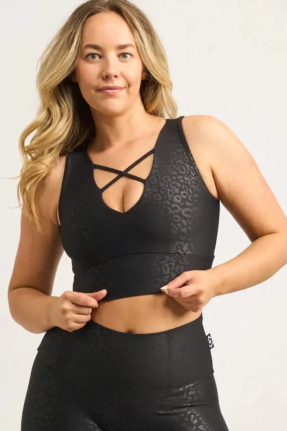 Black Exotic Touch Jag - Reversible Comfort Crop Top*Exoticathletica Hot