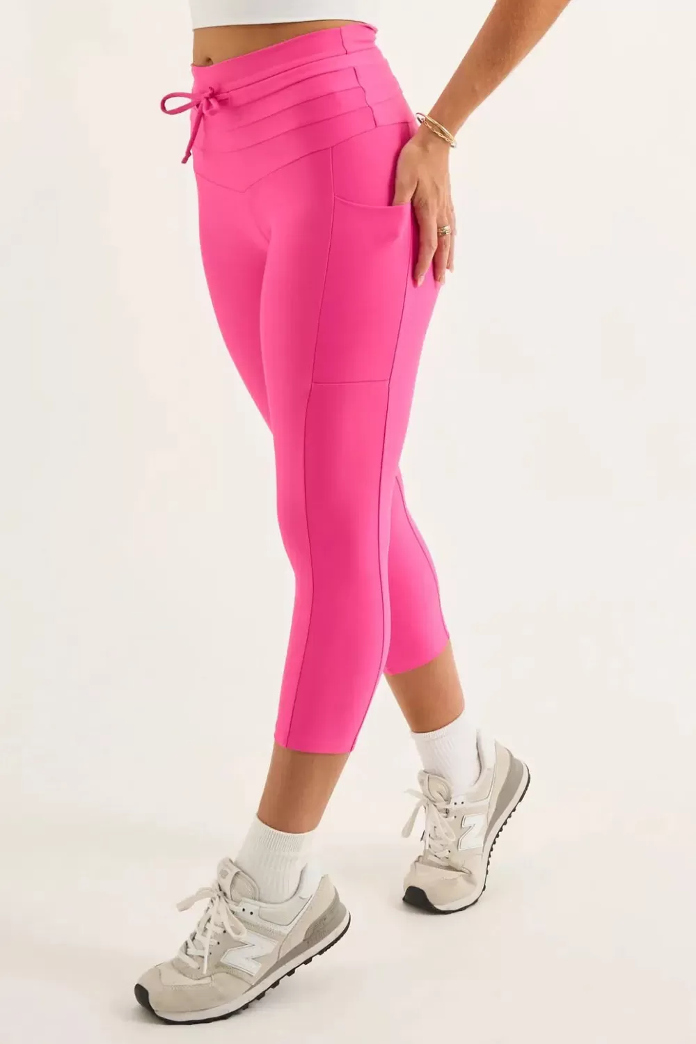 Candy Pink Performance - Panel Pocket Drawstring Capri Leggings*Exoticathletica Best