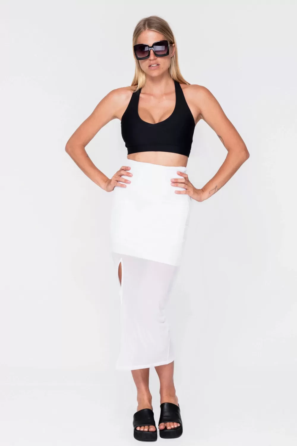 Net Midi Skirt W/ Side Split -*Exoticathletica Best Sale