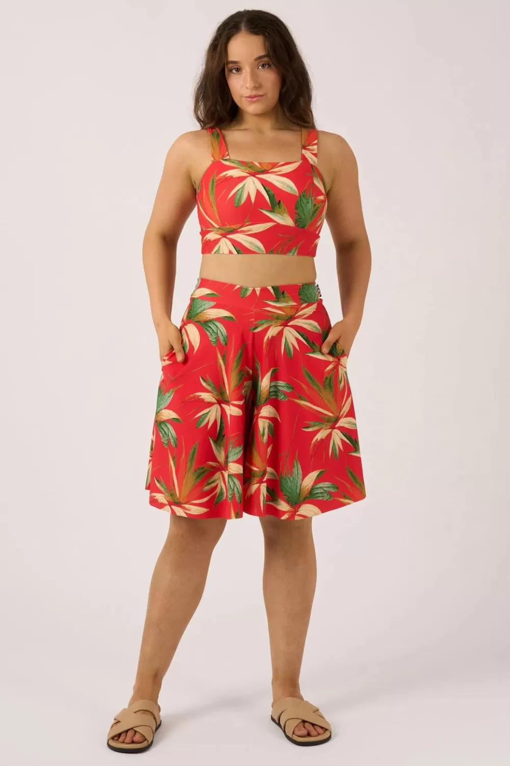 Silky Palazzo Short With Pocket - Flame Tropico*Exoticathletica Online