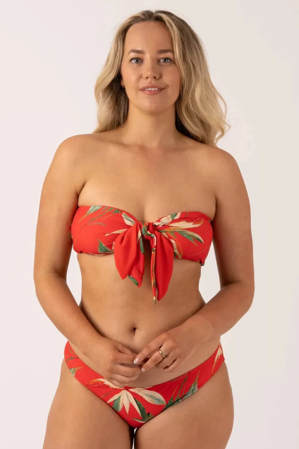 Silky Reversible Bandeau Bow Bikini Top - Flame Tropico*Exoticathletica Discount