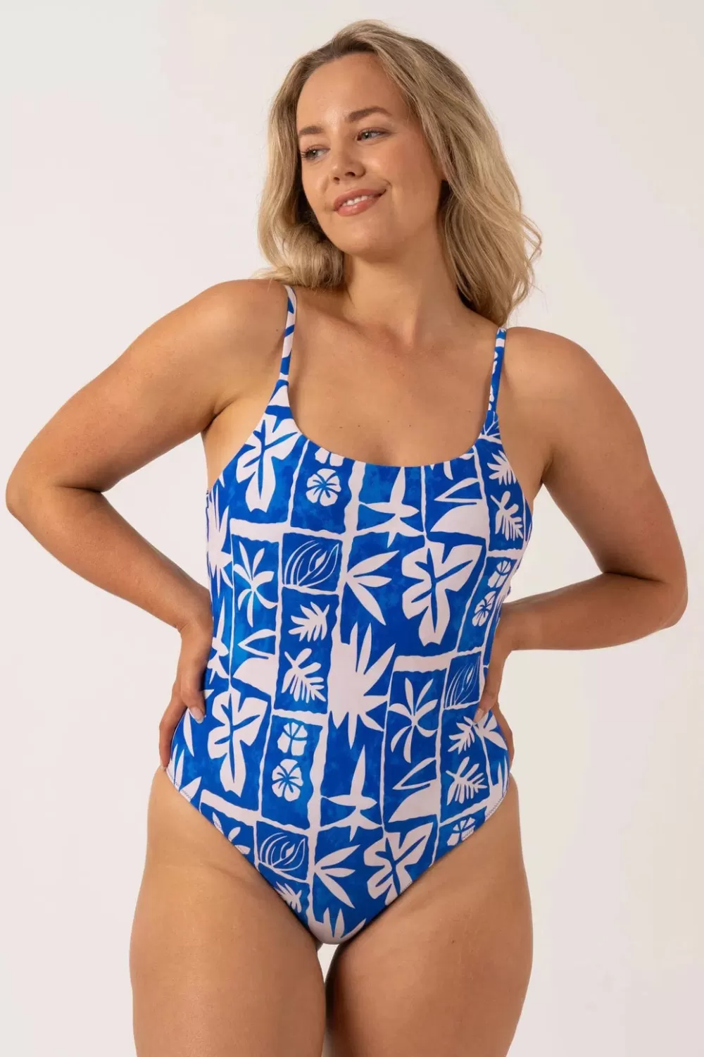 Silky Scoop Neck High Leg One Piece - Blue Tiki*Exoticathletica Fashion