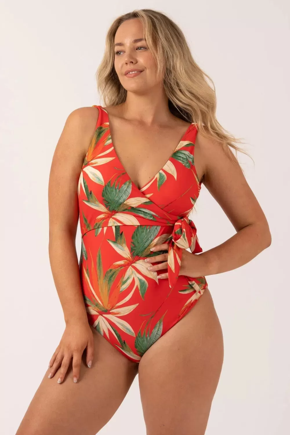 Silky Wrap Over Low Leg One Piece - Flame Tropico*Exoticathletica Discount