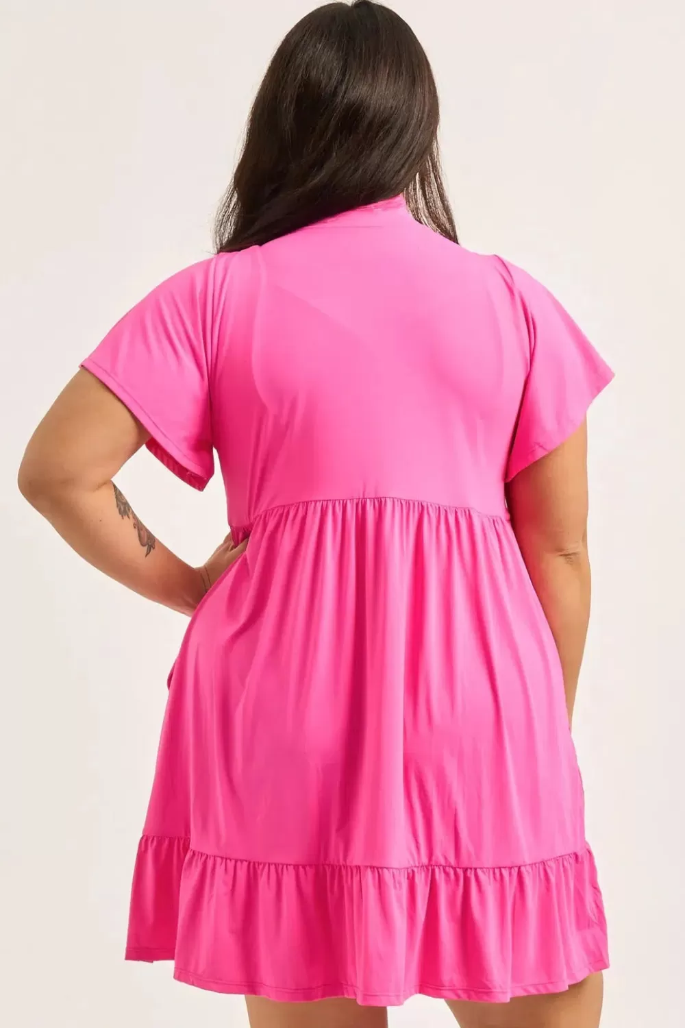 Slinky Silky Boss Bish Tiered Mini Dress - Candy Pink*Exoticathletica New