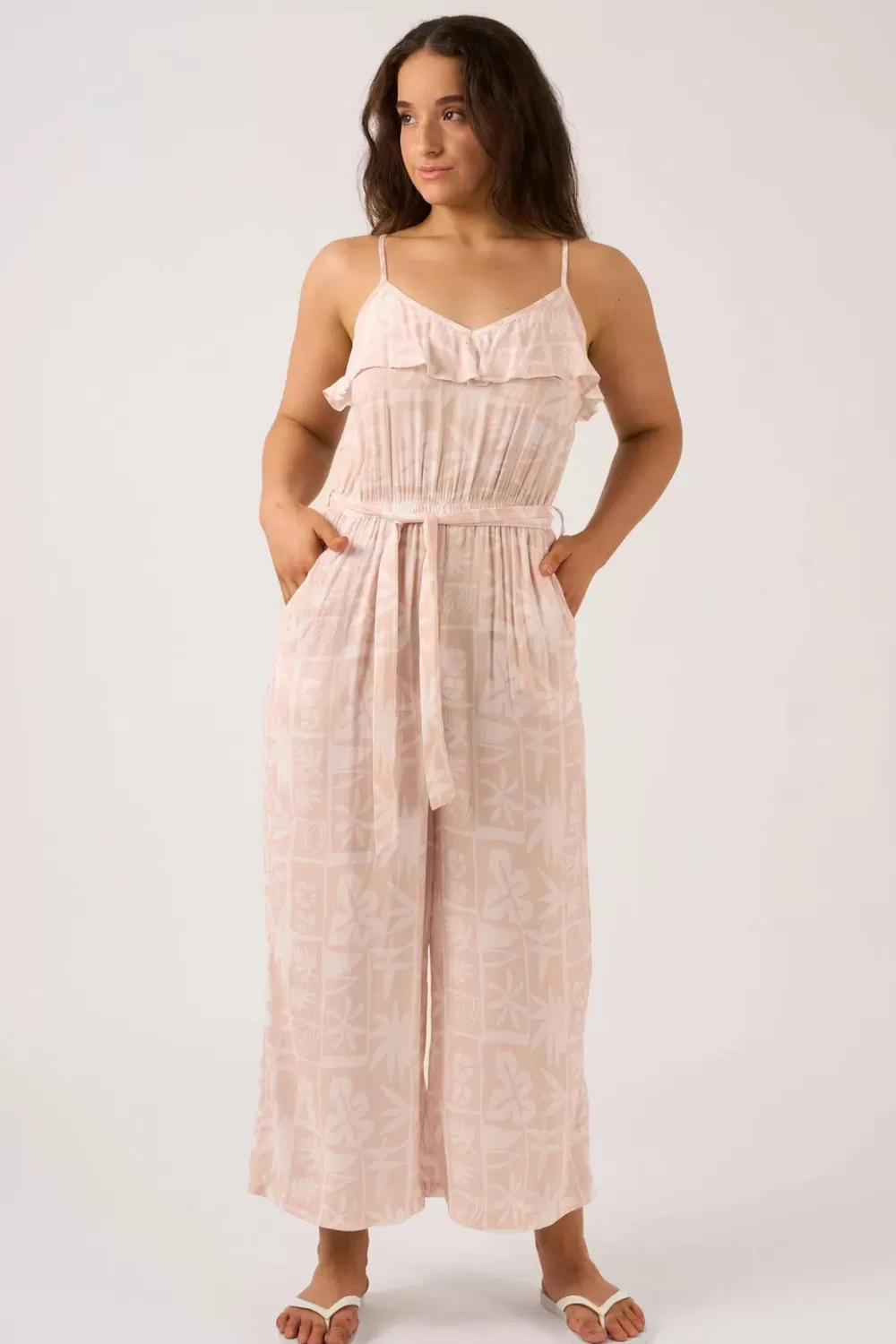 Sustainable Viscose Frill Jumpsuit - Nude Tiki*Exoticathletica Best Sale