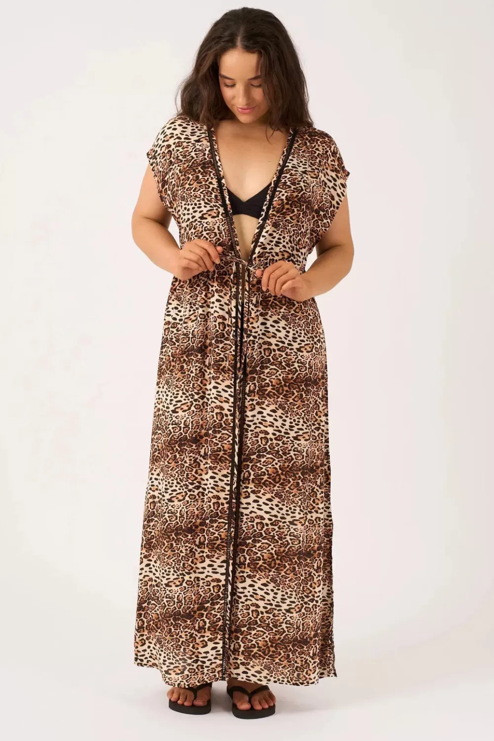 Sustainable Viscose Maxi Kimono - Natural Primal Animal*Exoticathletica Clearance