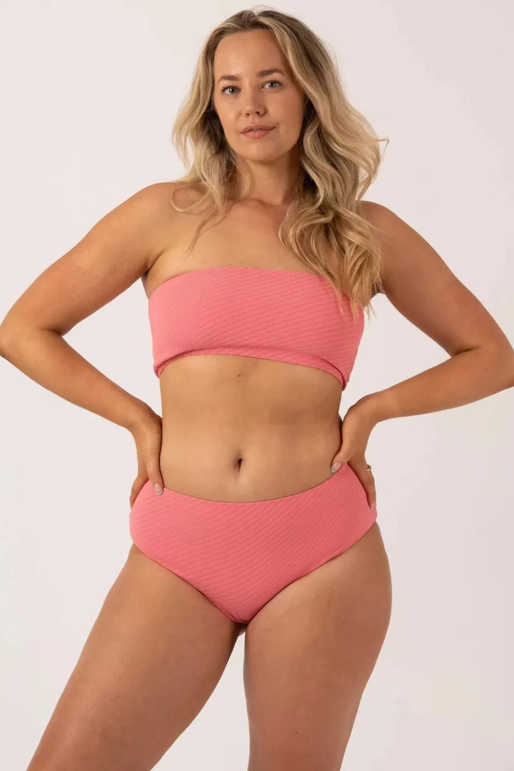 Textured Midi Waist Bikini Bottom - Bubblegum Pink*Exoticathletica Hot