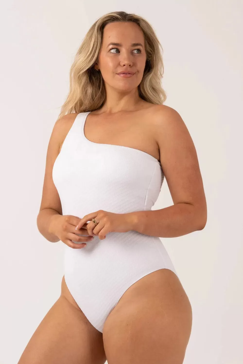 Textured One Shoulder One Piece -*Exoticathletica Flash Sale